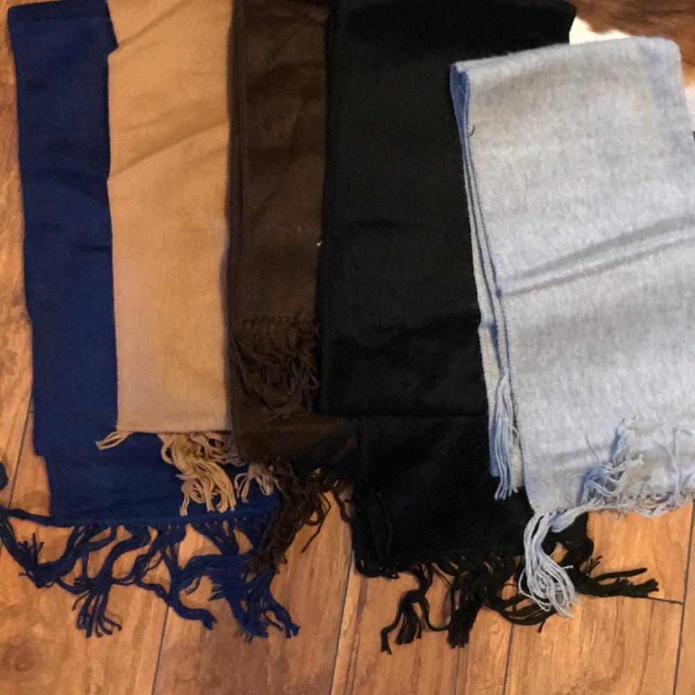 Alpaca scarves gray black brown camel and blue
